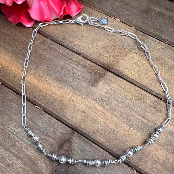 N0811 Pyrite Sterling Necklace (18”-20”)