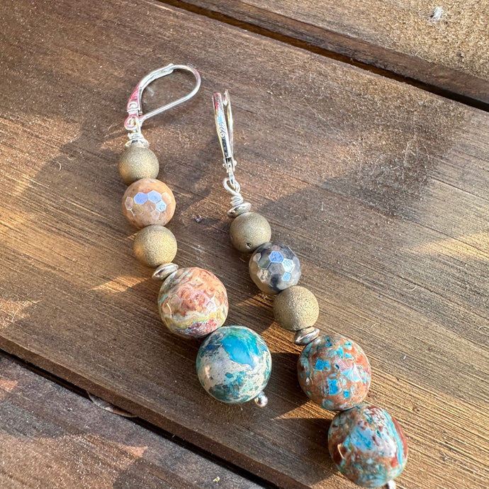 Jasper Hematite Earrings 2”