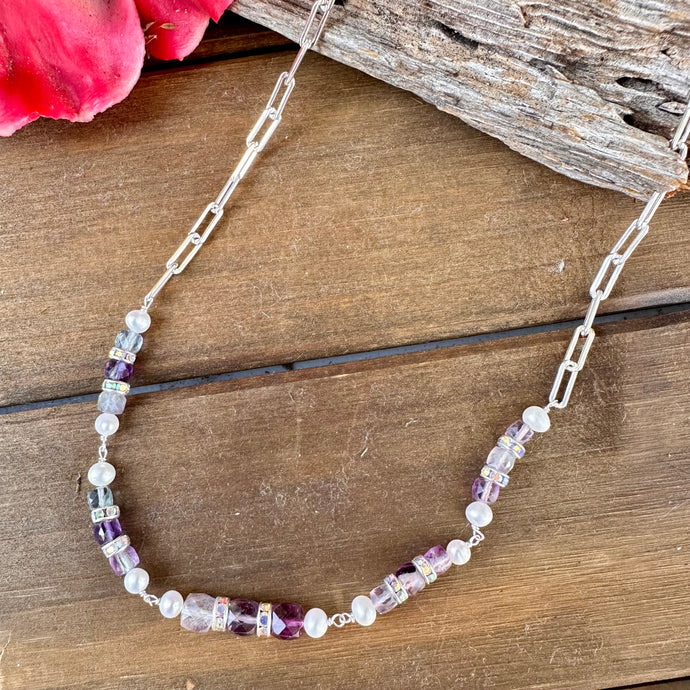 N0796  18-20”Summer Flourite Necklace