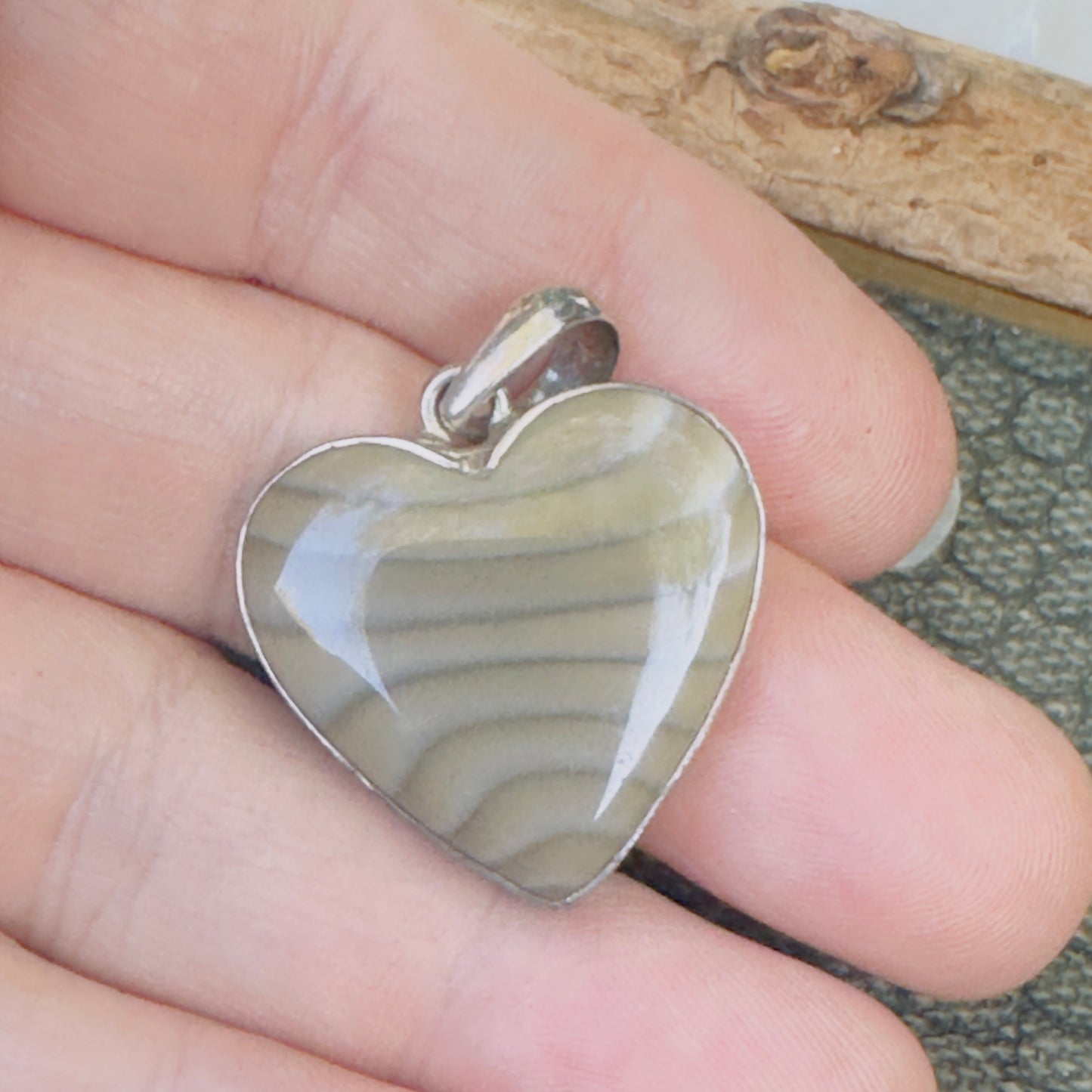 Sale -  1.5"  Picture Jasper  Sterling Silver Pendant Necklace (18")