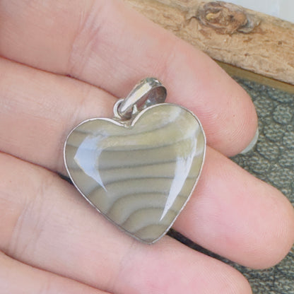 Sale -  1.5"  Picture Jasper  Sterling Silver Pendant Necklace (18")