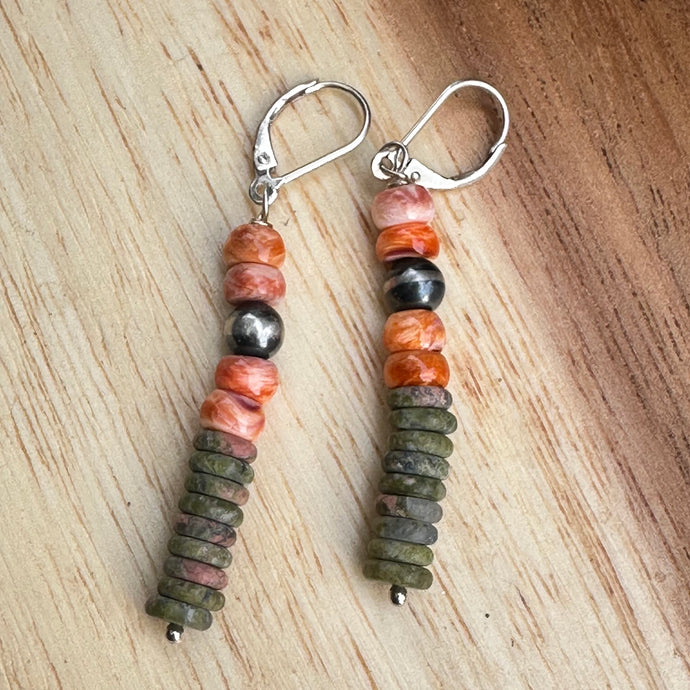 Navajo Pearl Spiny Oyster Jasper Earrings