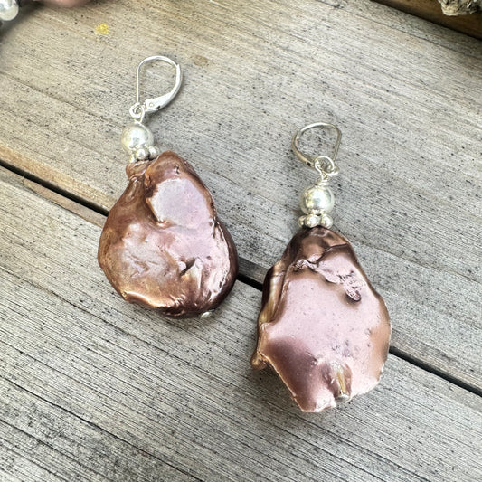 Chocolate Baroque Pearl Earrings