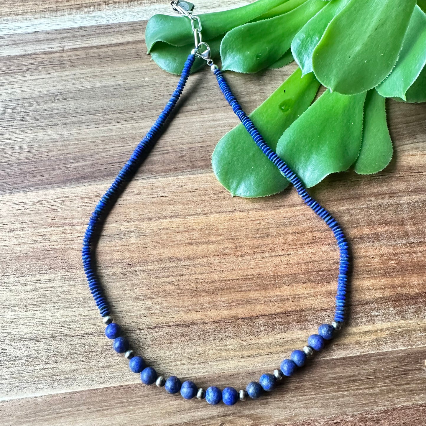 Afghan Lapis Navajo Pearl Necklace (17”-19”)