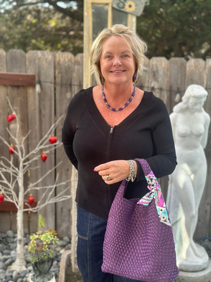 Purple Agate Fluorite Sterling Necklace