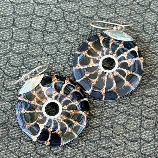 Sale -  1.2" Nautilus Mother of Pearl Shell Sterling Silver Earrings