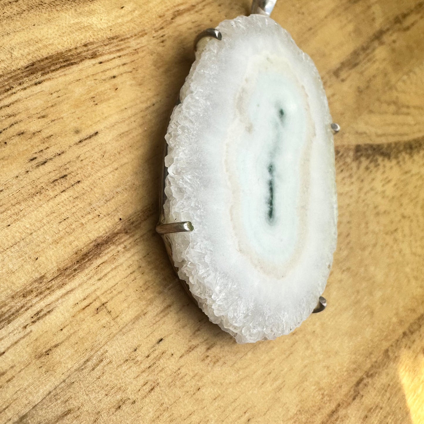 White Solar Agate 2.3” Necklace 18”