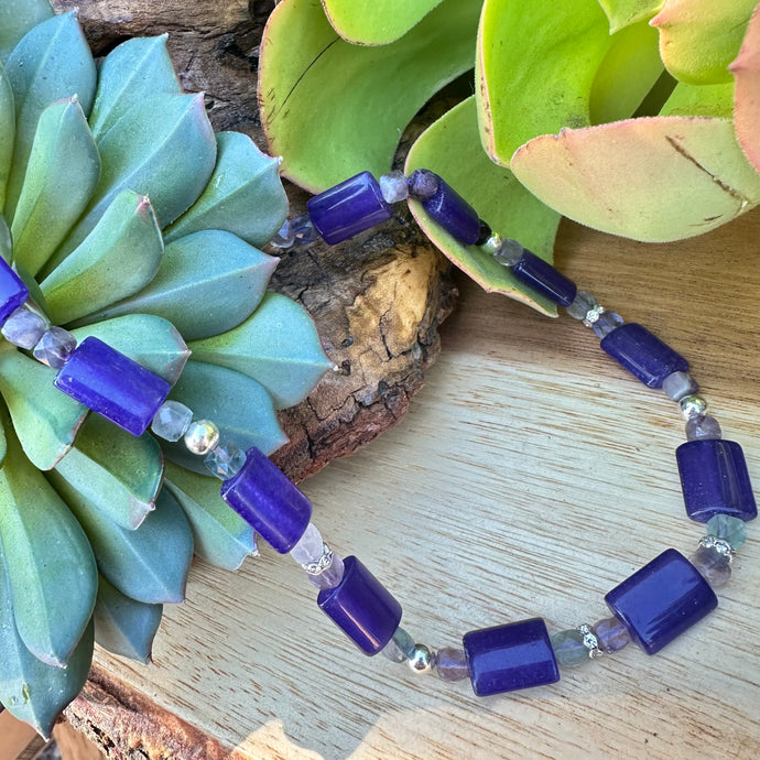 Purple Agate Fluorite Sterling Necklace