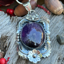 Load image into Gallery viewer, N0582  3.2” Amethyst Statement Necklace (18”)
