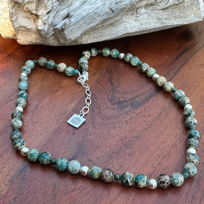 Sea Sediment Jasper Sterling Necklace (18-20")