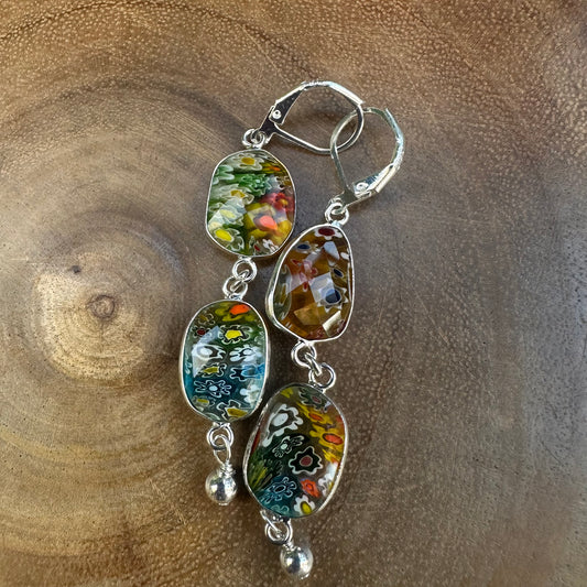 Crystal Quartz Flower Drop Earrings (3”)
