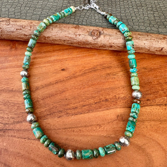 Turquoise Barrel Navajo Pearl Necklace (18"-20")