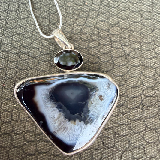 Sale - 2.3” Statement Orca Agate Sterling Silver (18”)
