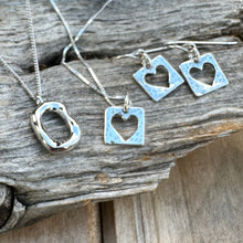 Load image into Gallery viewer, N0619. Petite Hammered Heart Sterling Necklace (1/2”)
