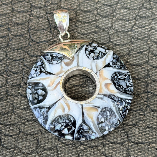 Sale -  2.3" Brown Spider Nautilus Shell Sterling Silver on 18" Sterling Silver Chain