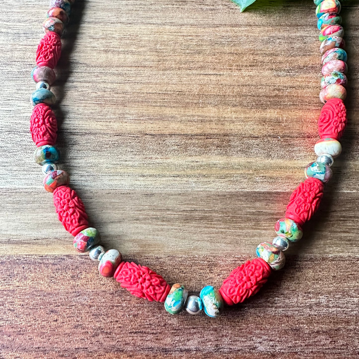 Coral Turquoise Spiny Oyster Navajo Pearl Necklace (18”-20”)