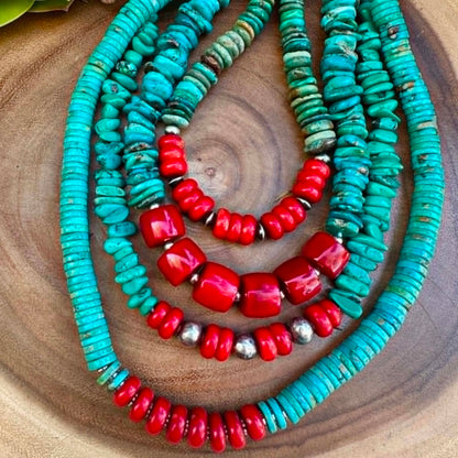 Turquoise Coral Navajo Pearl Statement Necklace