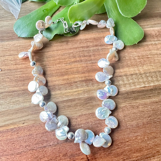 Natural Pearl Statement Necklace (17”-19”)