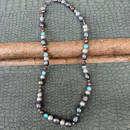 Sale - 18”-20” Multi-Pearl Sterling Silver Necklace
