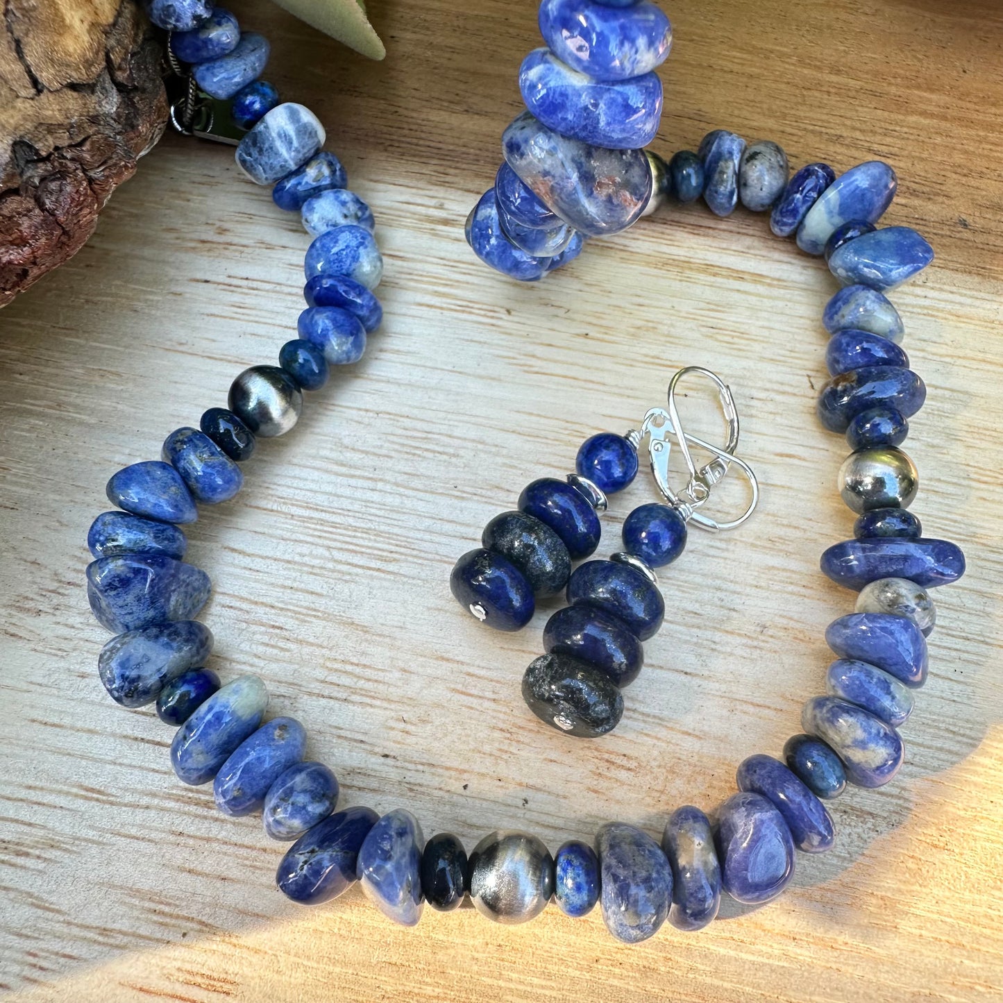 Sodalite Navajo Pearl Earrings