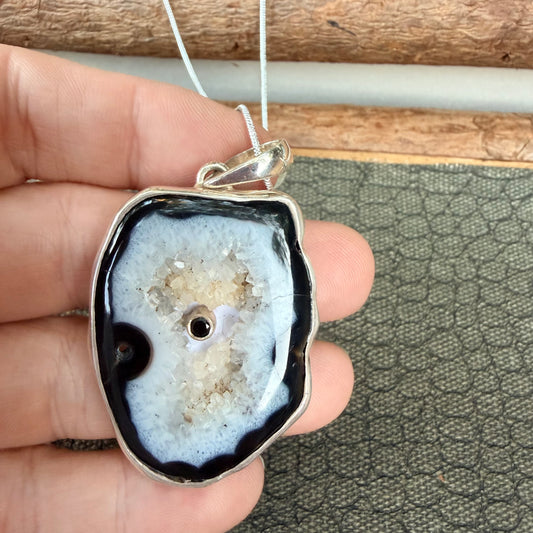 Sale - 2.3” Statement Orca Agate Sterling Silver (18”)