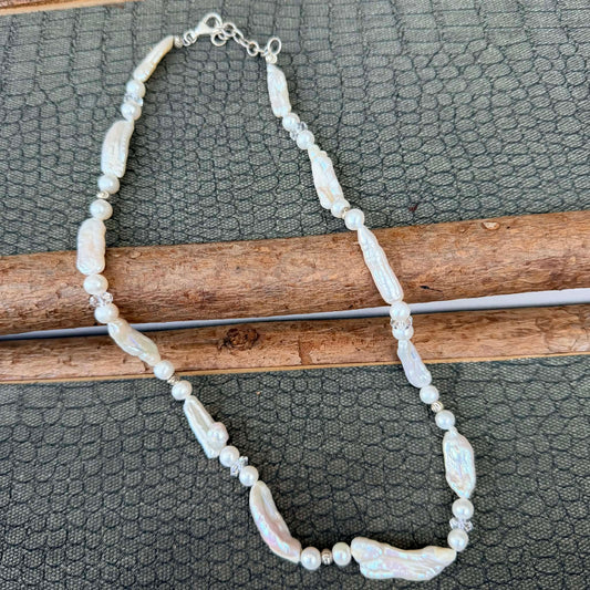 Sale - 18”-20”Pearl Sterling Silver Necklace