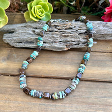 Load image into Gallery viewer, N0830   Turquoise Bronzite Statement Sterling Necklace (18”-20”)
