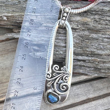 Load image into Gallery viewer, N0781    3&quot; Labradorite Sterling Silver Pendant on 18&quot; Signature Chain
