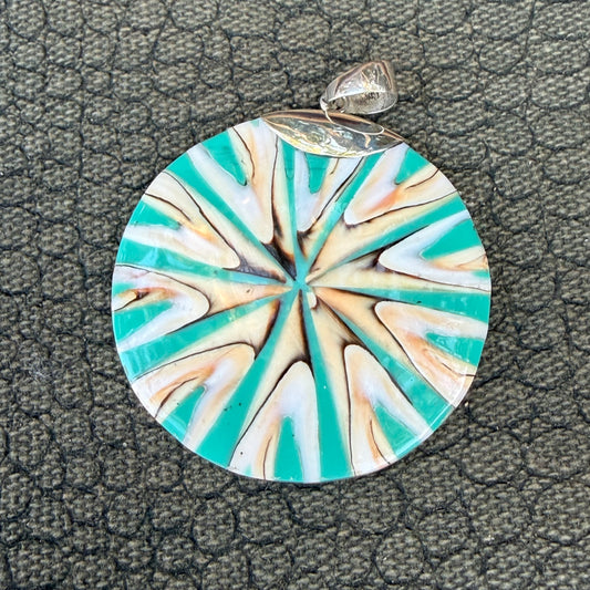 Sale - 2.2" Nautilus Shell Resin Sterling Silver on 18" Sterling Silver Chain