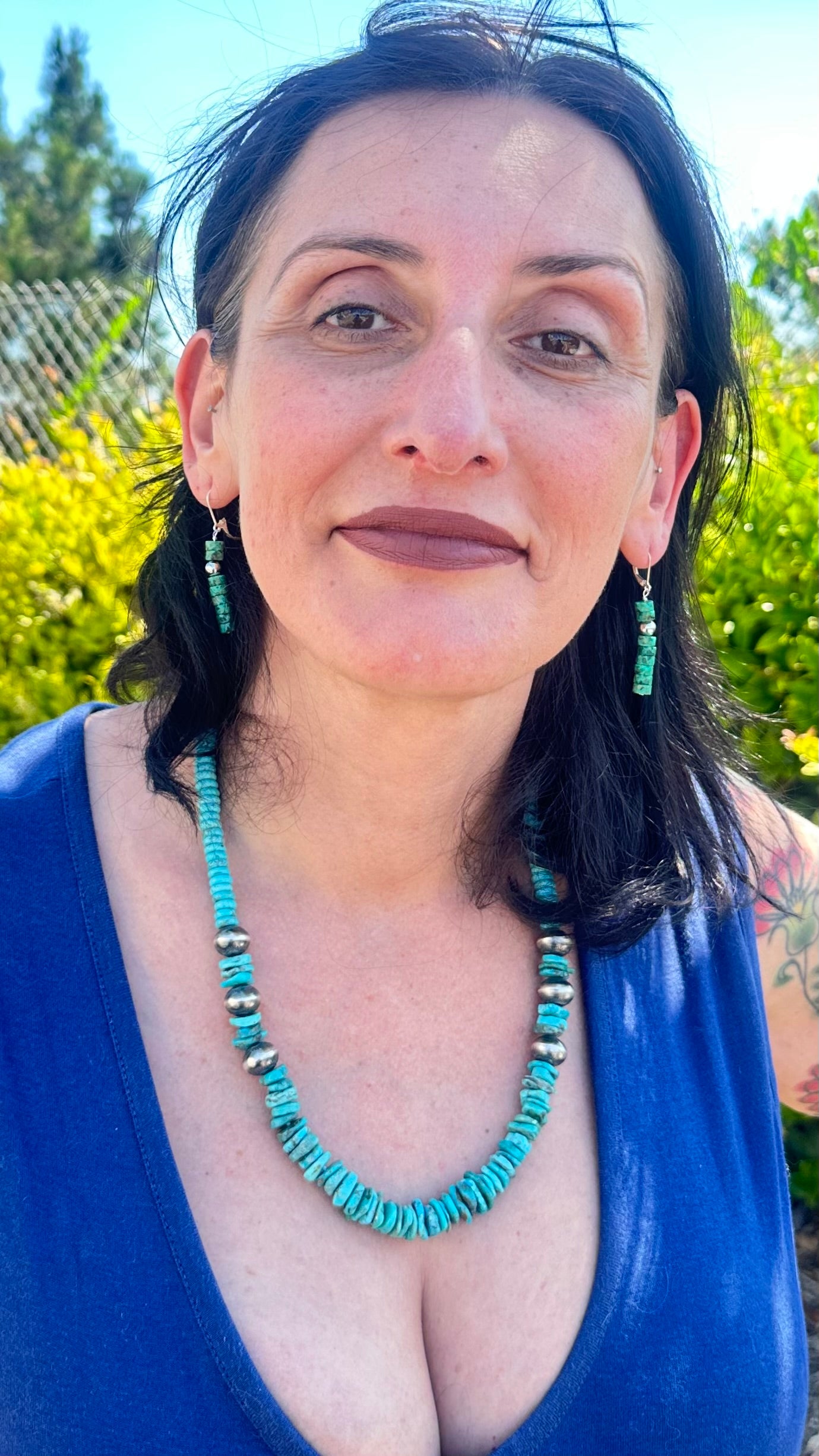 Turquoise Navajo Pearl Statement Necklace  (22"-24")