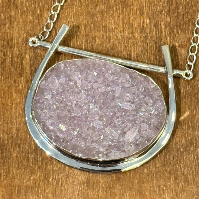 N0650 Druzy  Sterling Silver Necklace (18”-20”)