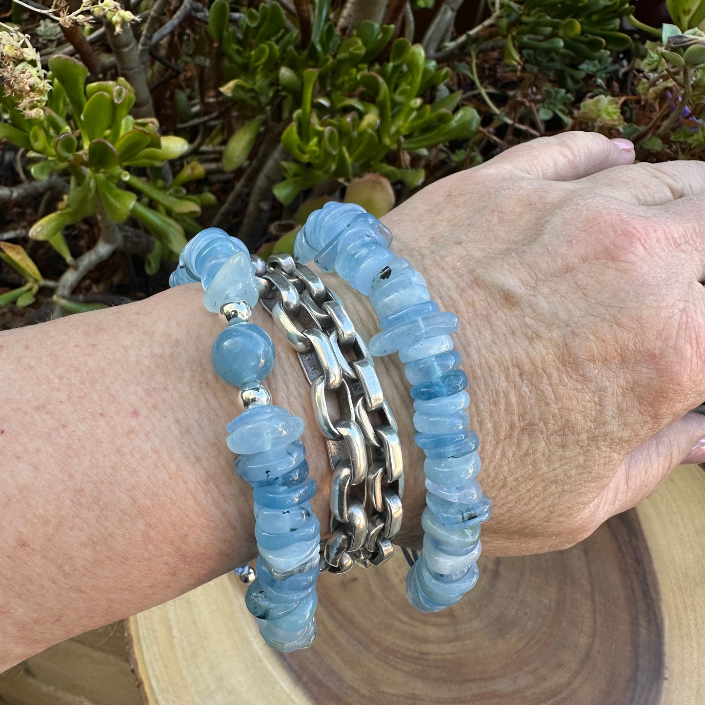 Chunky Aqua Marine Boho Bracelet