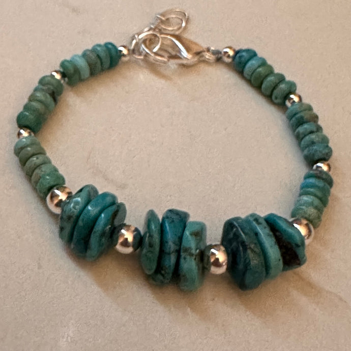 Turquoise Sterling Silver Bracelet (6.75”-7.25”)