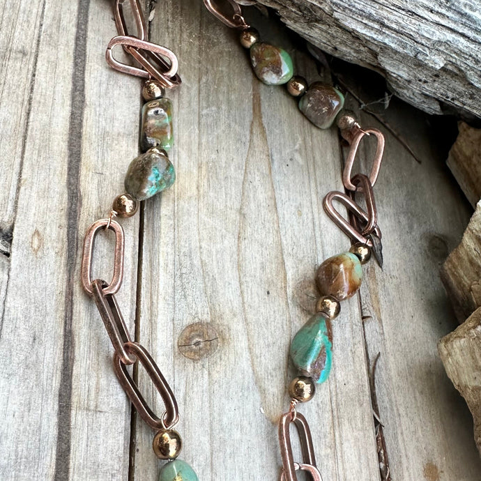N0716  Copper Turquoise Necklace (24”)