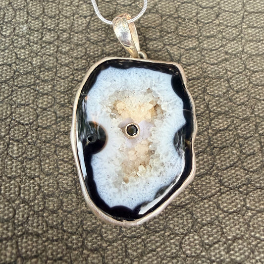 Sale - 2.3” Statement Orca Agate Sterling Silver (18”)