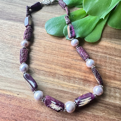 Pearl Purple Spiny Oyster Sterling Necklace (18”-20”)