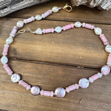 Load image into Gallery viewer, N0813 Pearl Rose Quartz Sterling Necklace (18”-20”)
