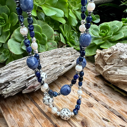 N0711  Dumortierite Blue Necklace (20”-22”)