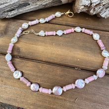 Load image into Gallery viewer, N0813 Pearl Rose Quartz Sterling Necklace (18”-20”)
