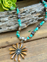 Load image into Gallery viewer, N0832 Turquoise Bronzite Tiger Eye Sterling Necklace (18”-20”)
