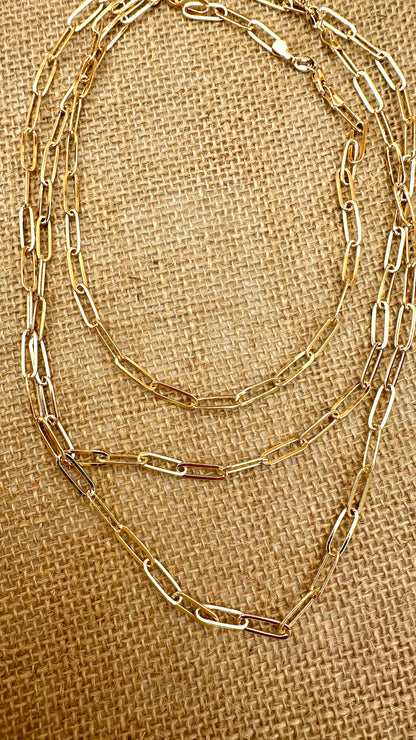 N0936  18”Paperclip 18K Gold Filled Necklace