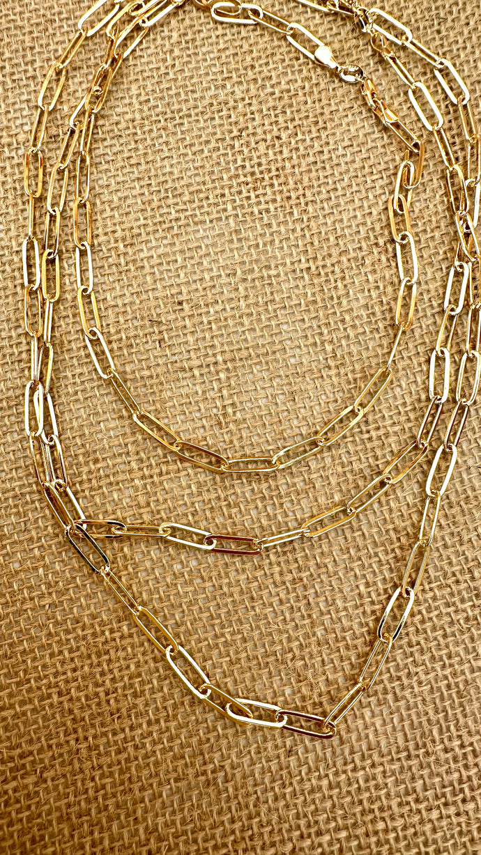 N0936  20” Paperclip 18K Gold Filled Necklace