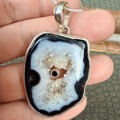 Sale - 2.3” Statement Orca Agate Sterling Silver (18”)
