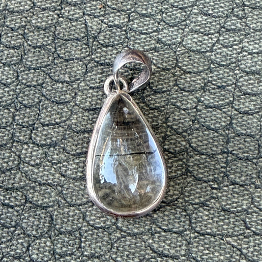 Sale -  1.2"  Rutilated Quartz Sterling Silver Pendant Necklace (18")