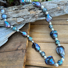 Load image into Gallery viewer, N0566   Baroque Pearls Abalone Necklace (24”-26”)

