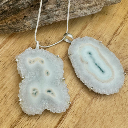 White Solar Agate 2.3” Necklace 18”