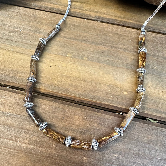 N0838  Bronzite Necklace (18”-20”)