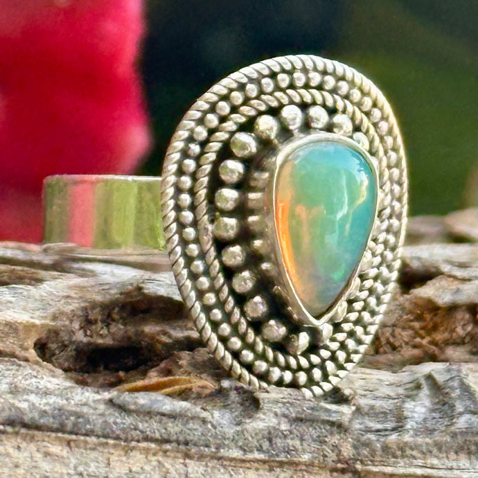 Size 8 - Ethiopian Opal Sterling Silver Ring