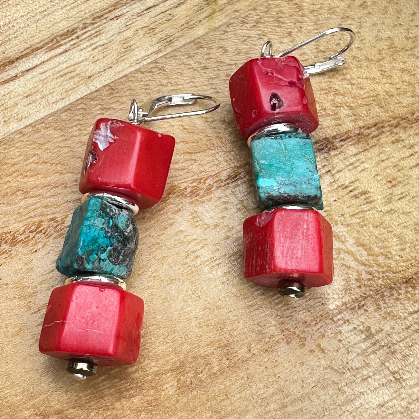 Coral Turquoise Earrings