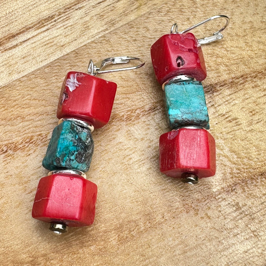 Coral Turquoise Earrings